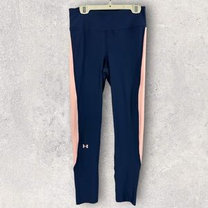 UNDER ARMOUR Sz S Leggings Compression HeatGear ColorBlock KeyHole Worko…